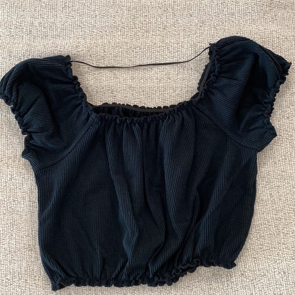 Wild Fable Black Ribbed Crop Top - Picture 5 of 6